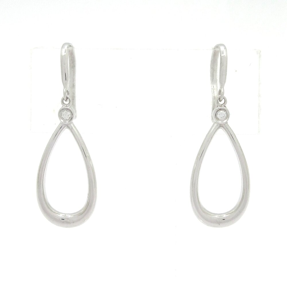 Tiffany & Co. Open Teardrop Earrings 18K White Gold Diamond